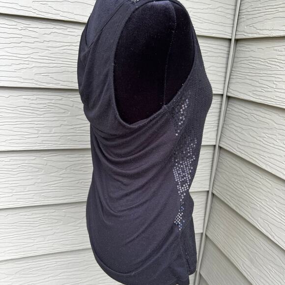 Studio Y sleeveless tank with sequin front, black, women's size M - Picture 3 of 5
